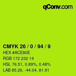 カラーコード: CMYK 26 / 0 / 94 / 9 | qconv.com