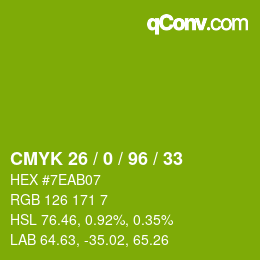 カラーコード: CMYK 26 / 0 / 96 / 33 | qconv.com