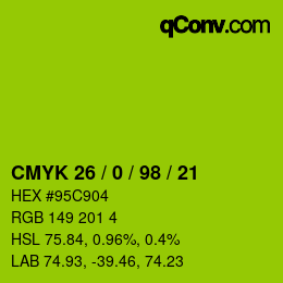 Color code: CMYK 26 / 0 / 98 / 21 | qconv.com