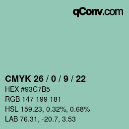 Farbcode: CMYK 26 / 0 / 9 / 22 | qconv.com