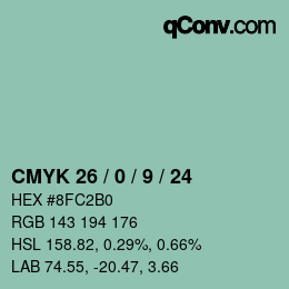 颜色代码: CMYK 26 / 0 / 9 / 24 | qconv.com