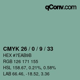 Color code: CMYK 26 / 0 / 9 / 33 | qconv.com