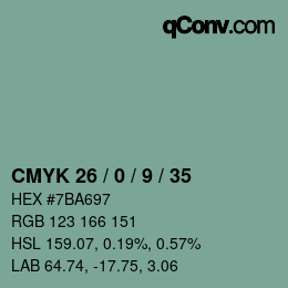 颜色代码: CMYK 26 / 0 / 9 / 35 | qconv.com