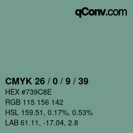 Color code: CMYK 26 / 0 / 9 / 39 | qconv.com