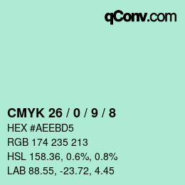 カラーコード: CMYK 26 / 0 / 9 / 8 | qconv.com