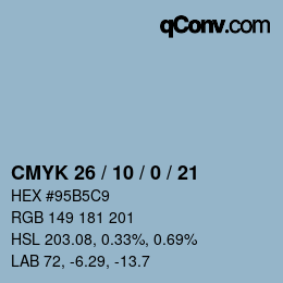 カラーコード: CMYK 26 / 10 / 0 / 21 | qconv.com