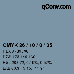 颜色代码: CMYK 26 / 10 / 0 / 35 | qconv.com