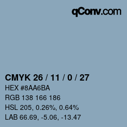 カラーコード: CMYK 26 / 11 / 0 / 27 | qconv.com