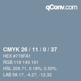 カラーコード: CMYK 26 / 11 / 0 / 37 | qconv.com