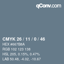 Código de color: CMYK 26 / 11 / 0 / 46 | qconv.com