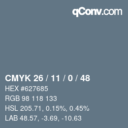 Color code: CMYK 26 / 11 / 0 / 48 | qconv.com