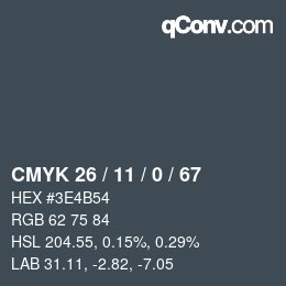 カラーコード: CMYK 26 / 11 / 0 / 67 | qconv.com