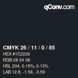 Color code: CMYK 26 / 11 / 0 / 85 | qconv.com