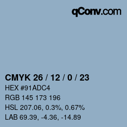 Color code: CMYK 26 / 12 / 0 / 23 | qconv.com