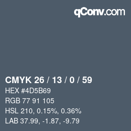 Color code: CMYK 26 / 13 / 0 / 59 | qconv.com