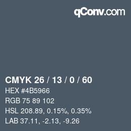 Color code: CMYK 26 / 13 / 0 / 60 | qconv.com