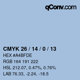 カラーコード: CMYK 26 / 14 / 0 / 13 | qconv.com