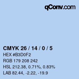Color code: CMYK 26 / 14 / 0 / 5 | qconv.com