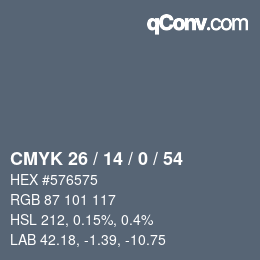 Color code: CMYK 26 / 14 / 0 / 54 | qconv.com