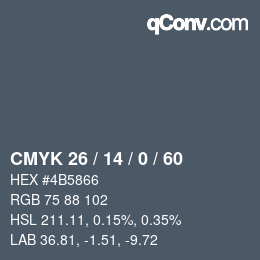 Color code: CMYK 26 / 14 / 0 / 60 | qconv.com