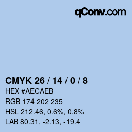 カラーコード: CMYK 26 / 14 / 0 / 8 | qconv.com