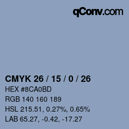 颜色代码: CMYK 26 / 15 / 0 / 26 | qconv.com