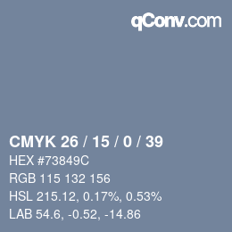 Farbcode: CMYK 26 / 15 / 0 / 39 | qconv.com