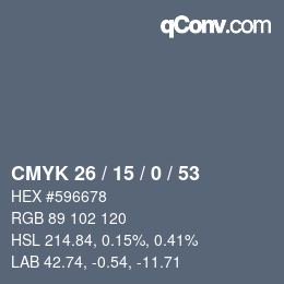 Color code: CMYK 26 / 15 / 0 / 53 | qconv.com