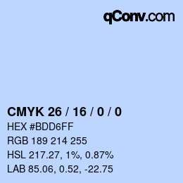 Color code: CMYK 26 / 16 / 0 / 0 | qconv.com