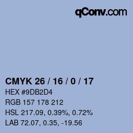 颜色代码: CMYK 26 / 16 / 0 / 17 | qconv.com