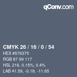 颜色代码: CMYK 26 / 16 / 0 / 54 | qconv.com