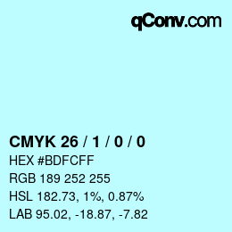 カラーコード: CMYK 26 / 1 / 0 / 0 | qconv.com