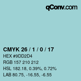 颜色代码: CMYK 26 / 1 / 0 / 17 | qconv.com