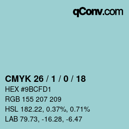 Color code: CMYK 26 / 1 / 0 / 18 | qconv.com