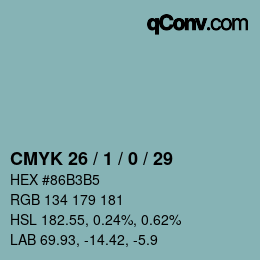 Color code: CMYK 26 / 1 / 0 / 29 | qconv.com