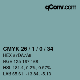 Color code: CMYK 26 / 1 / 0 / 34 | qconv.com