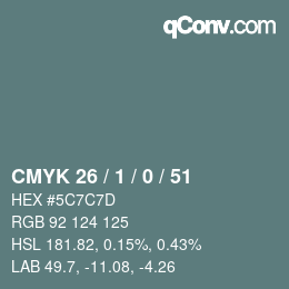 Código de color: CMYK 26 / 1 / 0 / 51 | qconv.com