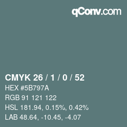 Código de color: CMYK 26 / 1 / 0 / 52 | qconv.com