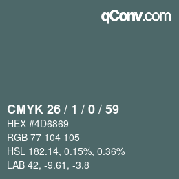 カラーコード: CMYK 26 / 1 / 0 / 59 | qconv.com