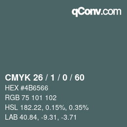 颜色代码: CMYK 26 / 1 / 0 / 60 | qconv.com