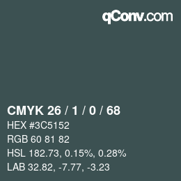 Farbcode: CMYK 26 / 1 / 0 / 68 | qconv.com