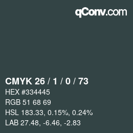 カラーコード: CMYK 26 / 1 / 0 / 73 | qconv.com