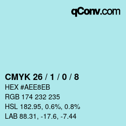 Color code: CMYK 26 / 1 / 0 / 8 | qconv.com