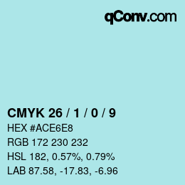 颜色代码: CMYK 26 / 1 / 0 / 9 | qconv.com