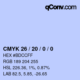 Color code: CMYK 26 / 20 / 0 / 0 | qconv.com