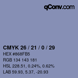 Código de color: CMYK 26 / 21 / 0 / 29 | qconv.com