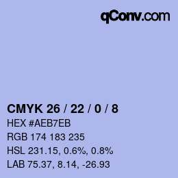 颜色代码: CMYK 26 / 22 / 0 / 8 | qconv.com
