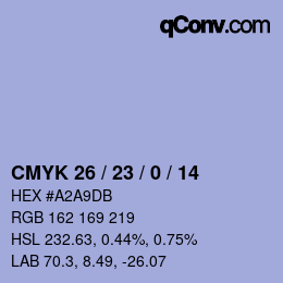 Color code: CMYK 26 / 23 / 0 / 14 | qconv.com