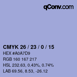 Color code: CMYK 26 / 23 / 0 / 15 | qconv.com