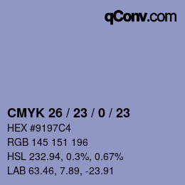 カラーコード: CMYK 26 / 23 / 0 / 23 | qconv.com